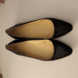 Zara faux croc black flats